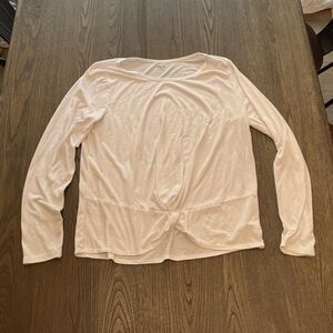 Zelos White Long Sleeve Wide Neck Twist Front Workout Top Size L